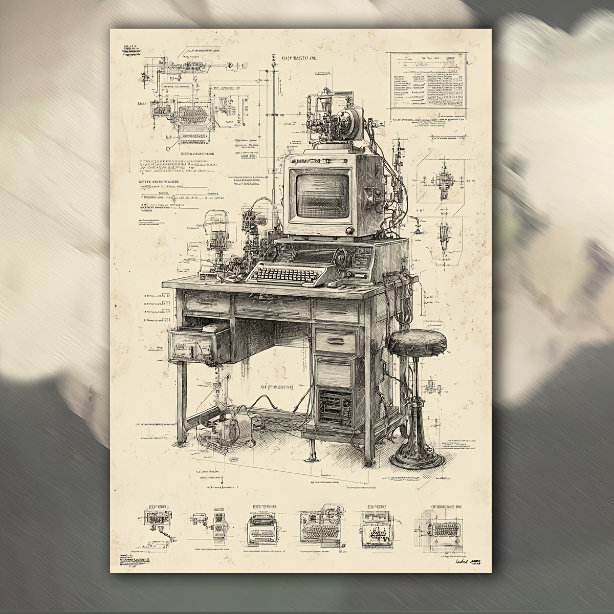 Tech Office Wall Art - CIFBUY Poster Vintage sull'Invenzione del Computer,