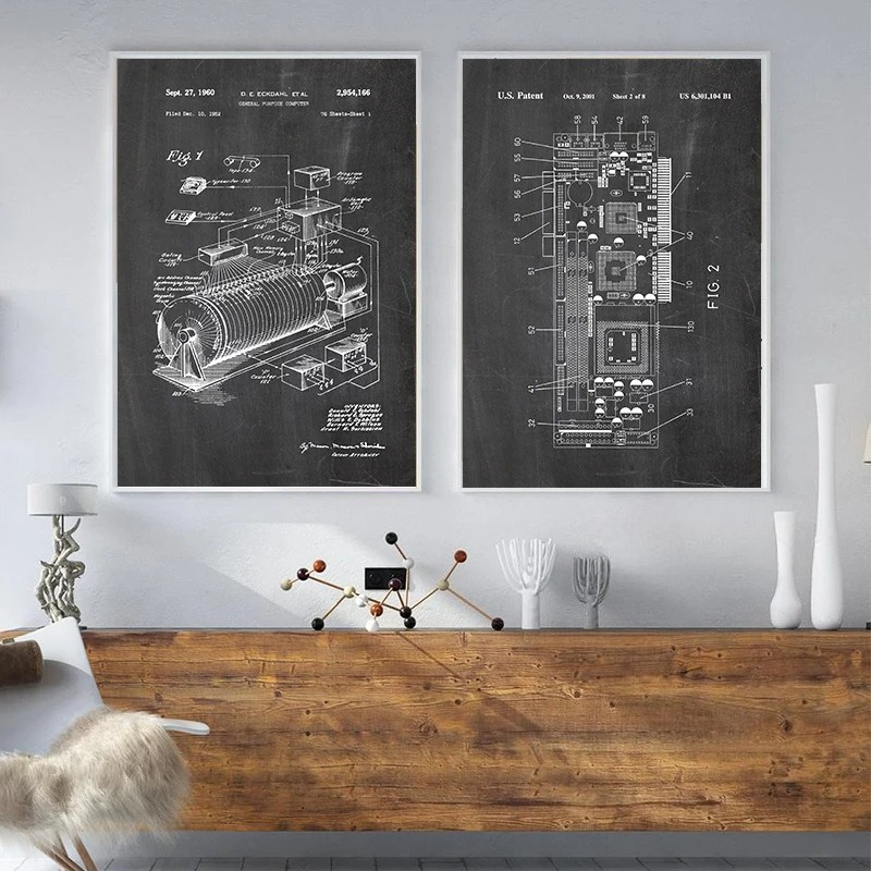Set di 6 Stampe Vintage di Bre - Tech Office Wall Art recensione e prezzo