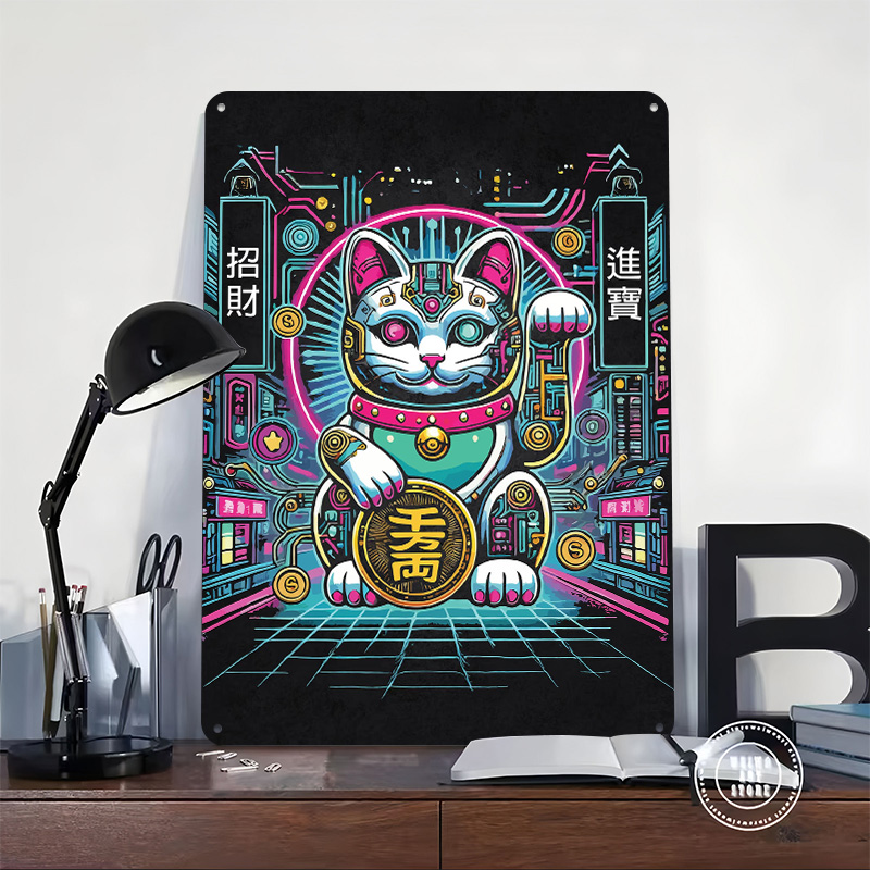 Cyberpunk Maneki Neko - Gatto  - Tech Office Wall Art recensione e prezzo